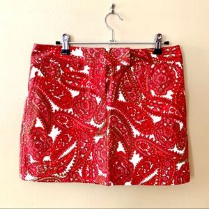 J. Crew Red Paisley Mini Skirt